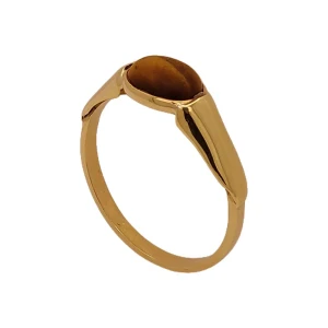 Anel Ouro 18K E Olho De Tigre