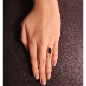 Anel Ouro 18K E Onix