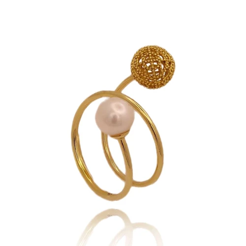 Anel Ouro 18K E Pérola