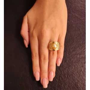 Anel Ouro 18K E Pérola