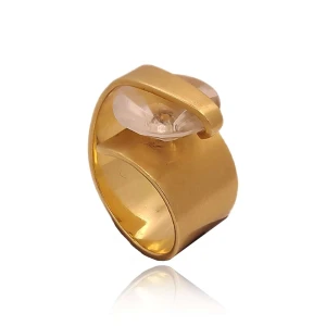Anel Ouro 18K E Quartzo