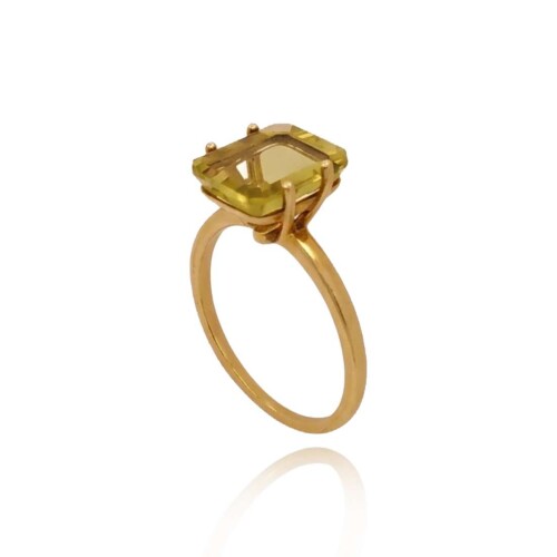 Anel Ouro 18K E Quartzo