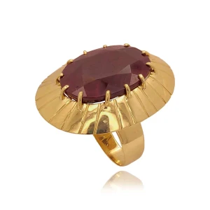 Anel Ouro 18K E Rubi