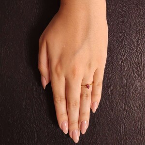 Anel Ouro 18K E Rubi