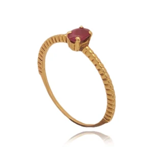 Anel Ouro 18K E Rubi