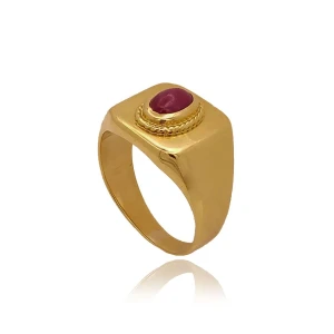 Anel Ouro 18K E Rubi