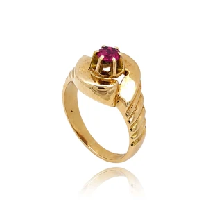 Anel Ouro 18K E Rubi