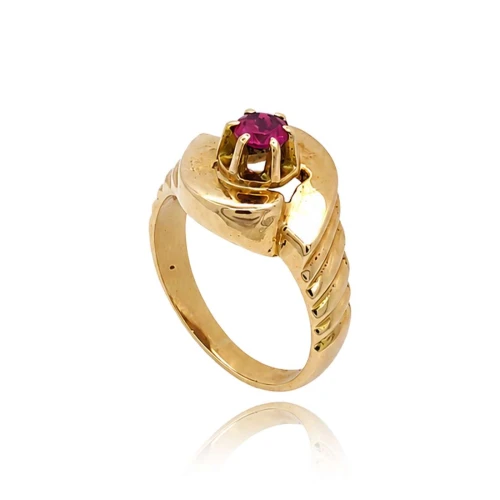 Anel Ouro 18K E Rubi