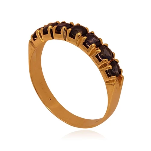 Anel Ouro 18K E Safiras