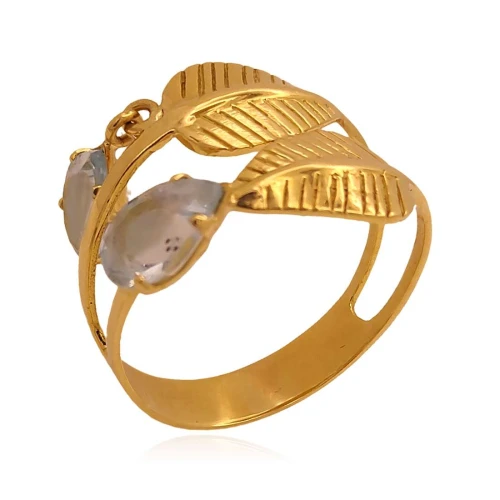 Anel Ouro 18K E Topázios