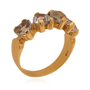 Anel Ouro 18K E Topázios