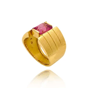 Anel Ouro 18K E Turmalina