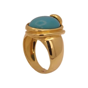 Anel Ouro 18K E Turquesa
