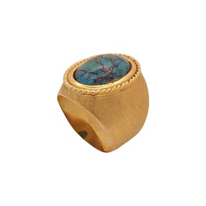 Anel Ouro 18K E Turquesa Anel Ouro 18K E Turquesa