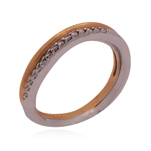 Anel Ouro 18K Em Duas Cores E Diamantes