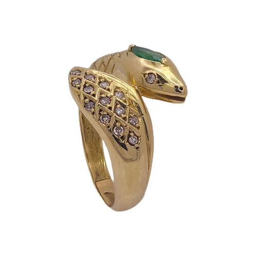 Anel Ouro 18K, Esmeralda E Diamantes