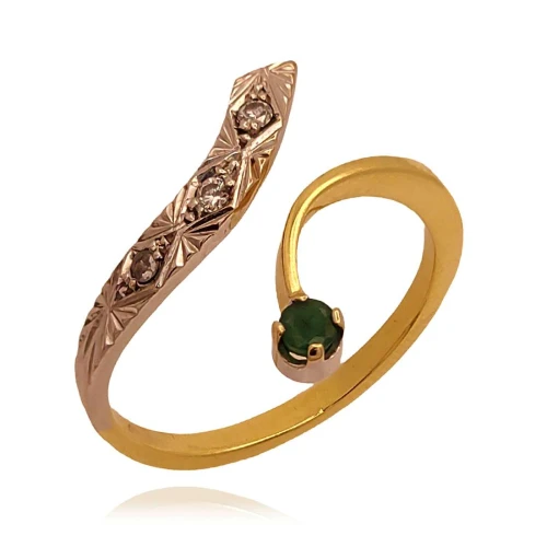Anel Ouro 18K, Esmeralda E Diamantes