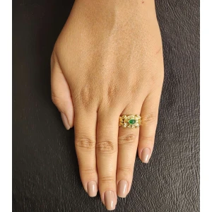Anel Ouro 18K, Esmeralda E Diamantes