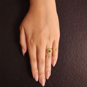 Anel Ouro 18K, Esmeralda E Diamantes