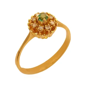 Anel Ouro 18K, Esmeralda E Diamantes