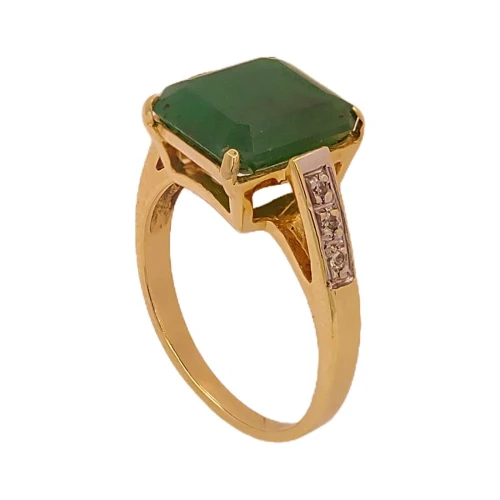 Anel Ouro 18K, Esmeralda E Diamantes