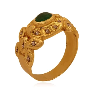 Anel Ouro 18K, Esmeralda E Diamantes