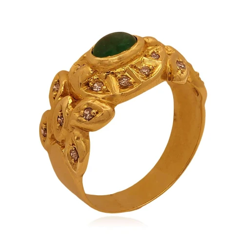Anel Ouro 18K, Esmeralda E Diamantes