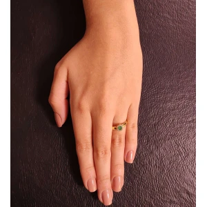 Anel Ouro 18K, Esmeralda E Diamantes
