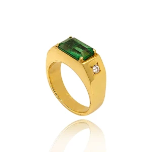 Anel Ouro 18K, Esmeralda E Diamantes
