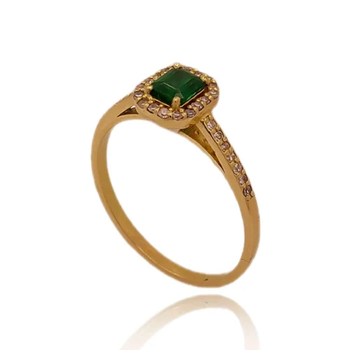 Anel Ouro 18K, Esmeralda E Diamantes