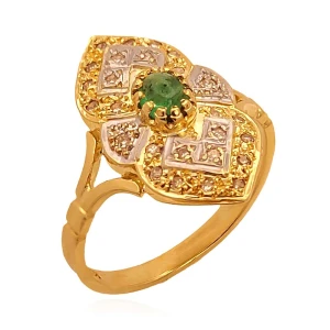 Anel Ouro 18K, Esmeralda E Diamantes