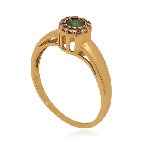 Anel Ouro 18K, Esmeralda E Diamantes