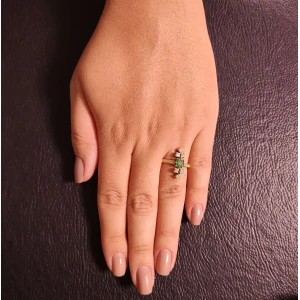 Anel Ouro 18K, Esmeralda E Diamantes