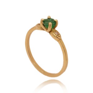 Anel Ouro 18K, Esmeralda E Diamantes