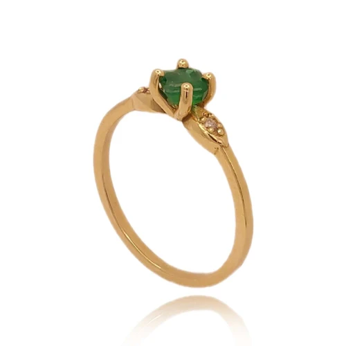 Anel Ouro 18K, Esmeralda E Diamantes