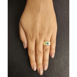 Anel Ouro 18K Esmeralda E Diamantes