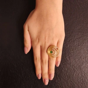 Anel Ouro 18K, Esmeralda E Diamantes