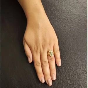 Anel Ouro 18K, Esmeralda, Rubi E Diamantes