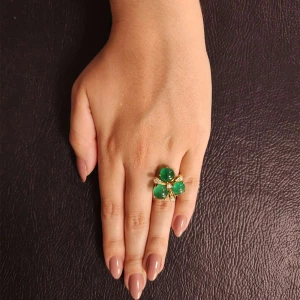 Anel Ouro 18K, Esmeraldas E Diamantes