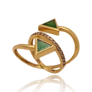 Anel Ouro 18K, Esmeraldas E Diamantes