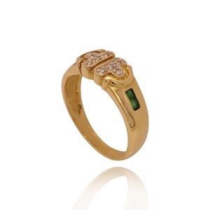 Anel Ouro 18K, Esmeraldas E Diamantes