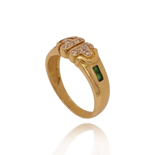 Anel Ouro 18K, Esmeraldas E Diamantes