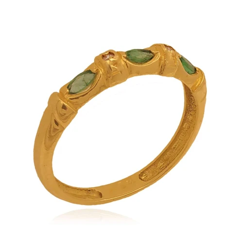 Anel Ouro 18K, Esmeraldas E Diamantes