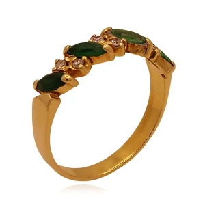 Anel Ouro 18K, Esmeraldas E Diamantes
