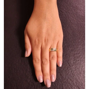 Anel Ouro 18K Esmeraldas E Diamantes