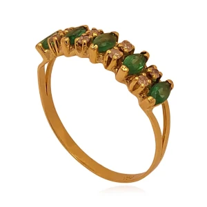 Anel Ouro 18K, Esmeraldas E Diamantes