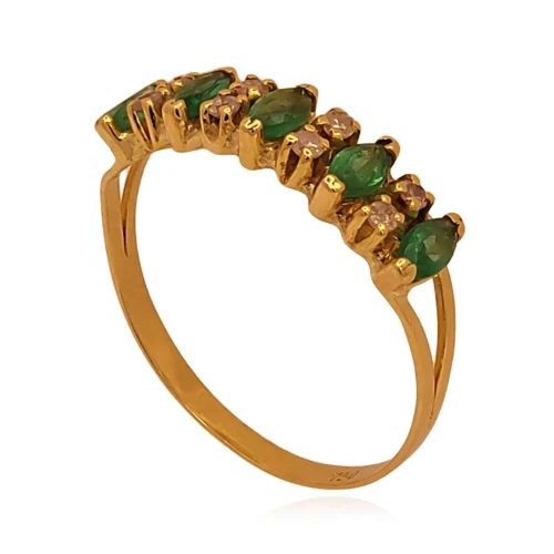 Anel Ouro 18K, Esmeraldas E Diamantes