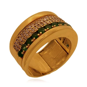 Anel Ouro 18K, Esmeraldas E Diamantes