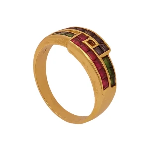 Anel Ouro 18K, Esmeraldas, Rubis E Safiras