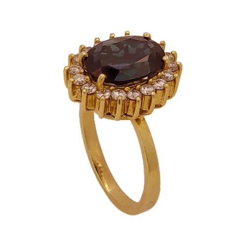 Anel Ouro 18K, Indicolita E Diamantes